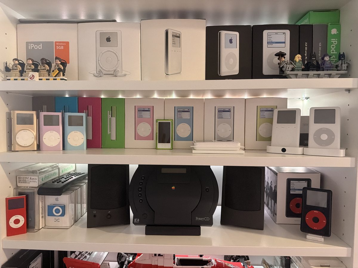 Une partie de ma collection : iPod de toutes les générations et lecteur PowerCD Apple